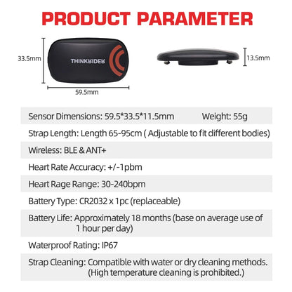 ThinkRider Heart Rate Monitor ANT+ Chest Strap